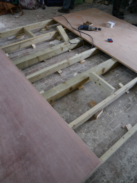 New wooden platform in Hazel's studio