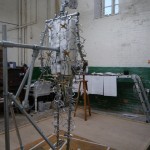 Back view of the completed armature for the Gresley statue