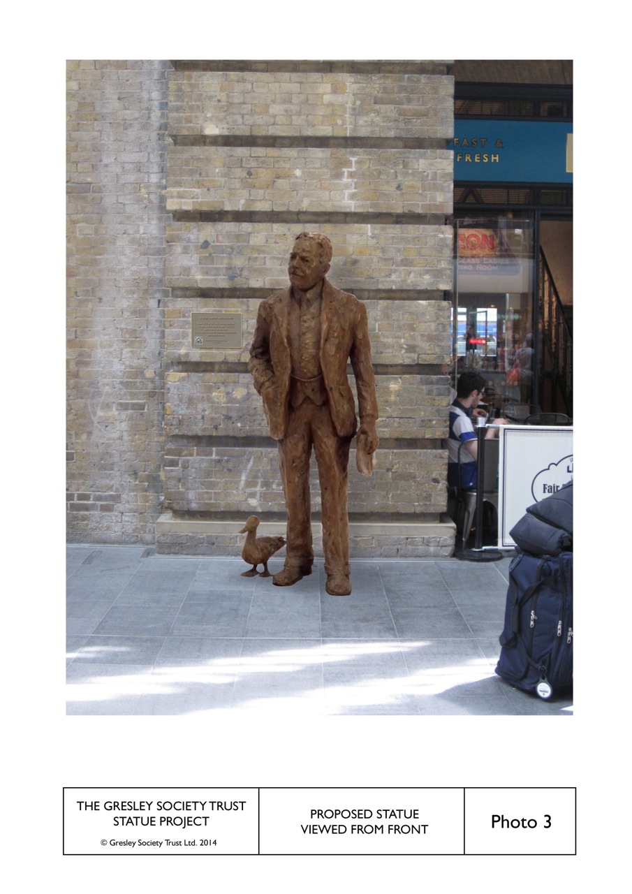 The Sir Nigel Gresley and Mallard maquette montaged into location at King's Cross Station