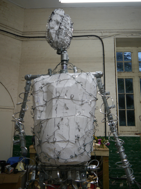 Sir Nigel's torso in polystyrene and the head armature