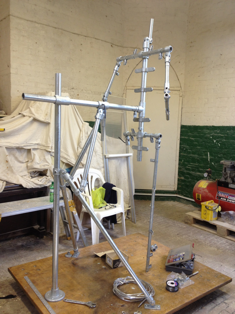 The armature in progress for Gresley statue, by Hazel Reeves