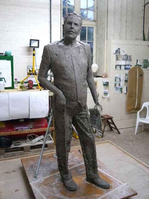 Gresley statue, adding the waistcoat and trousers