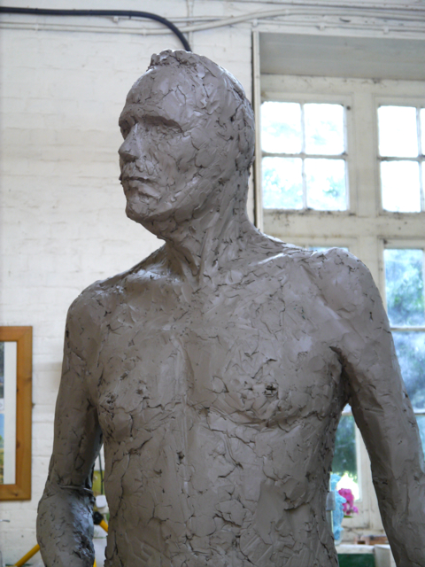 Gresley sculpture in clay, work-in-progress