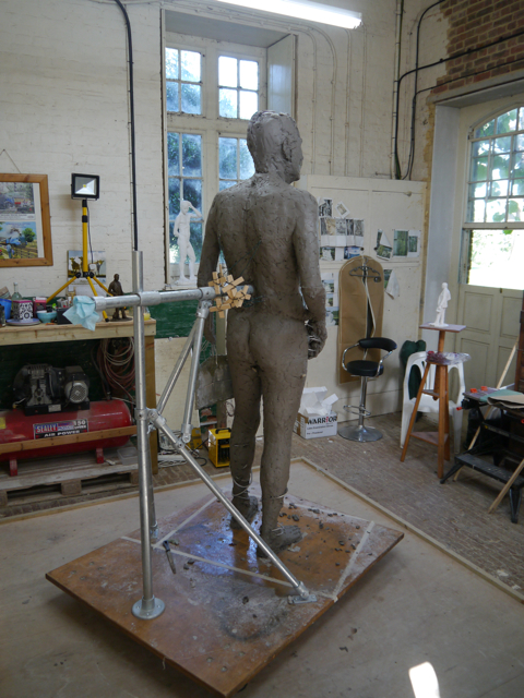 Gresley statue in clay - work-in-progress