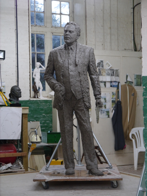 Gresley statue, adding the clothing