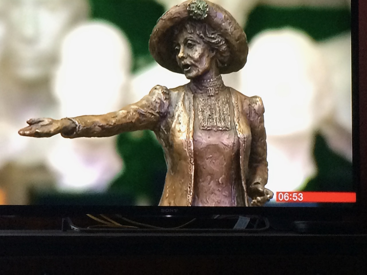 Emmeline Pankhurst maquette on BBC Breakfast