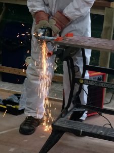 Mark Longworth on the angle-grinder