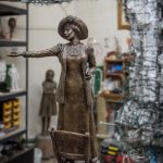 Emmeline Pankhurst maquette by HAzel Reeves with armature - photo by Nigel Kingston