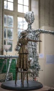 Emmeline Pankhurst maquette by HAzel Reeves with armature - photo by Nigel Kingston