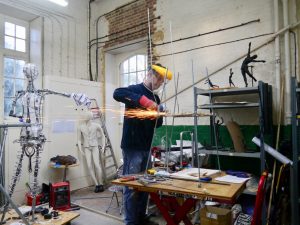 Mark Longworth building the main structure for Emmelines chair - photo by Hazel Reeves