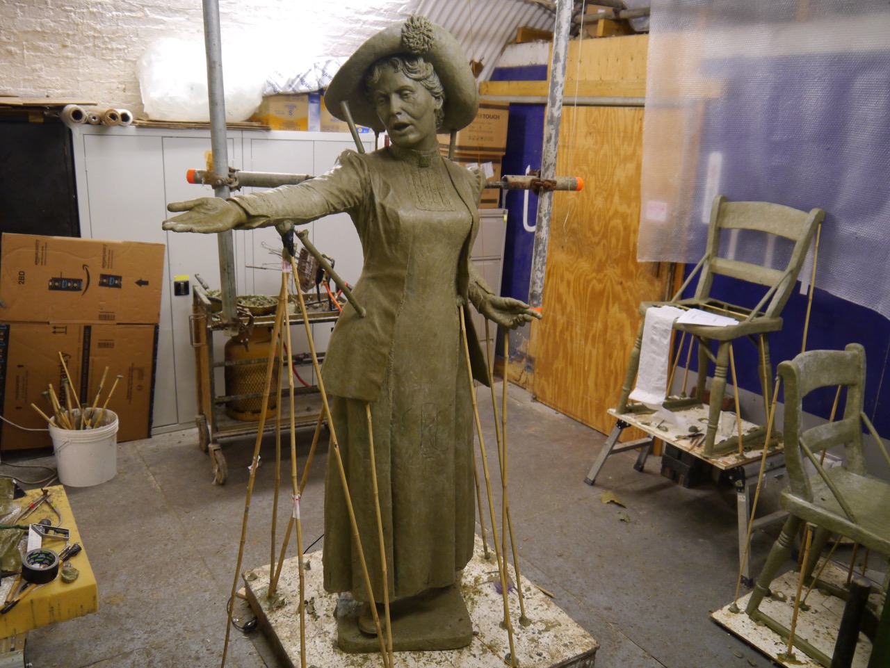 Our Emmeline in wax at Bronze Age foundry - photo by Hazel Reeves