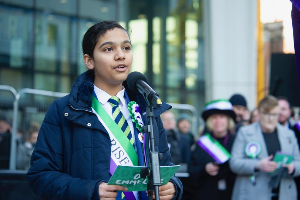 Fatima Shahid addresses the crowds