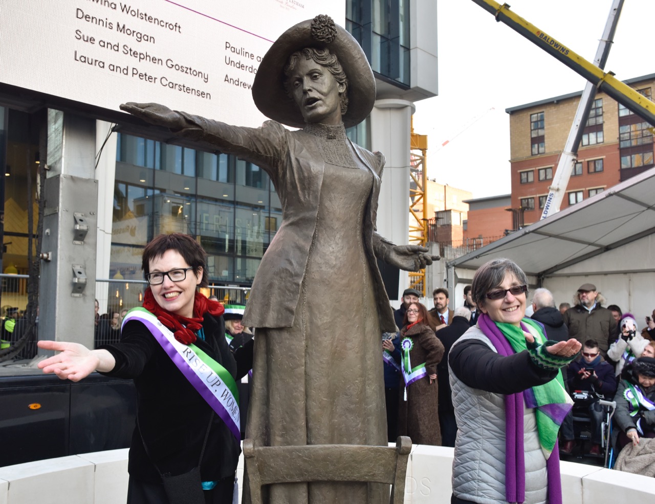 Hazel Reeves and Helen Pankhurst with Our Emmeline