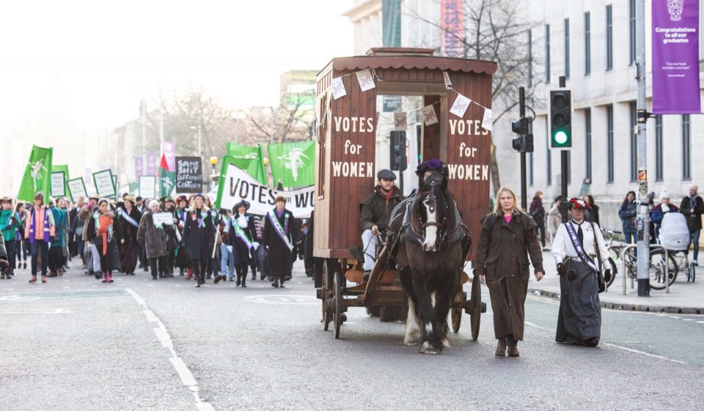 Marchers on their way to the Our Emmeline unveiling