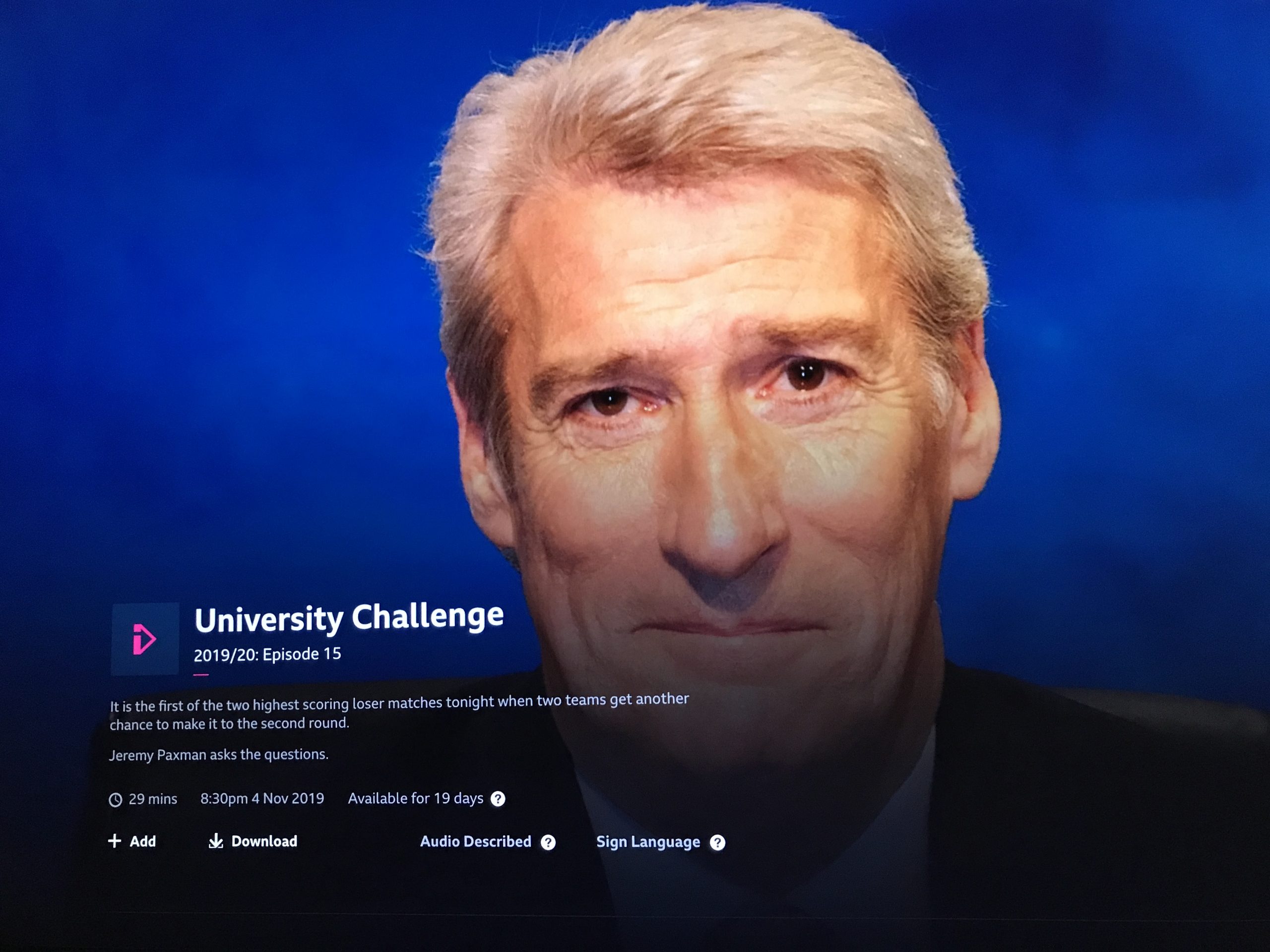 Jeremy Paxman on University Challenge