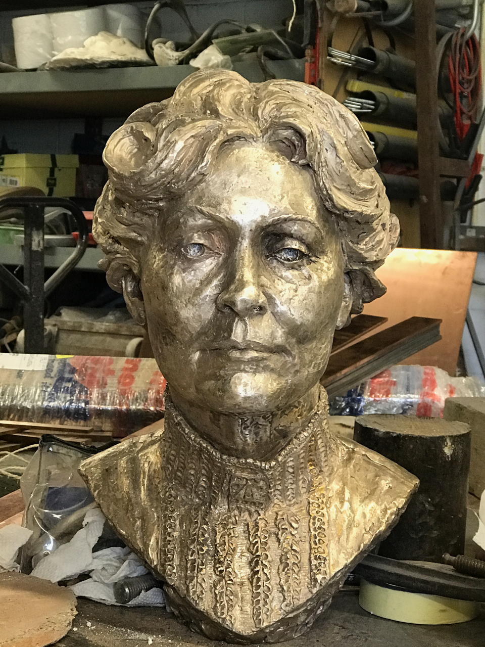 Bronze Emmeline Pankhurst portrait by Hazel Reeves