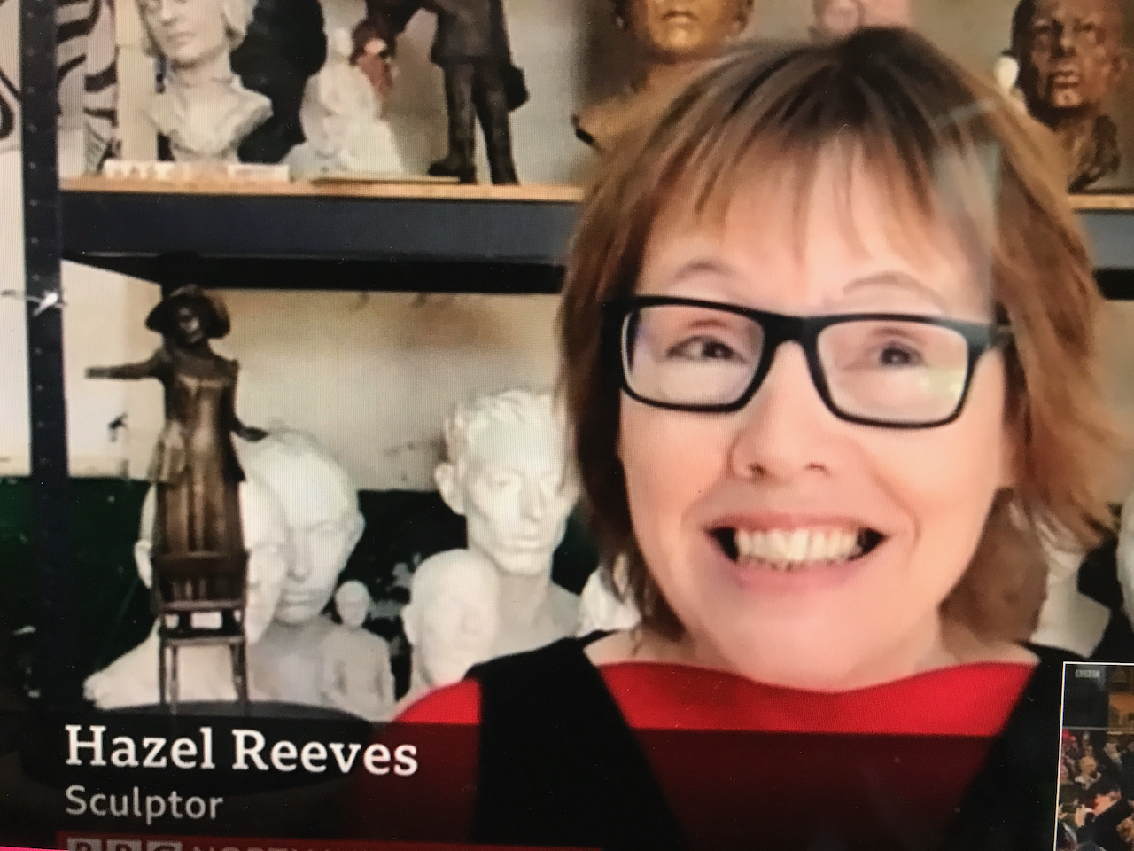 Image of Hazel Reeves in her studio, on BBC NW