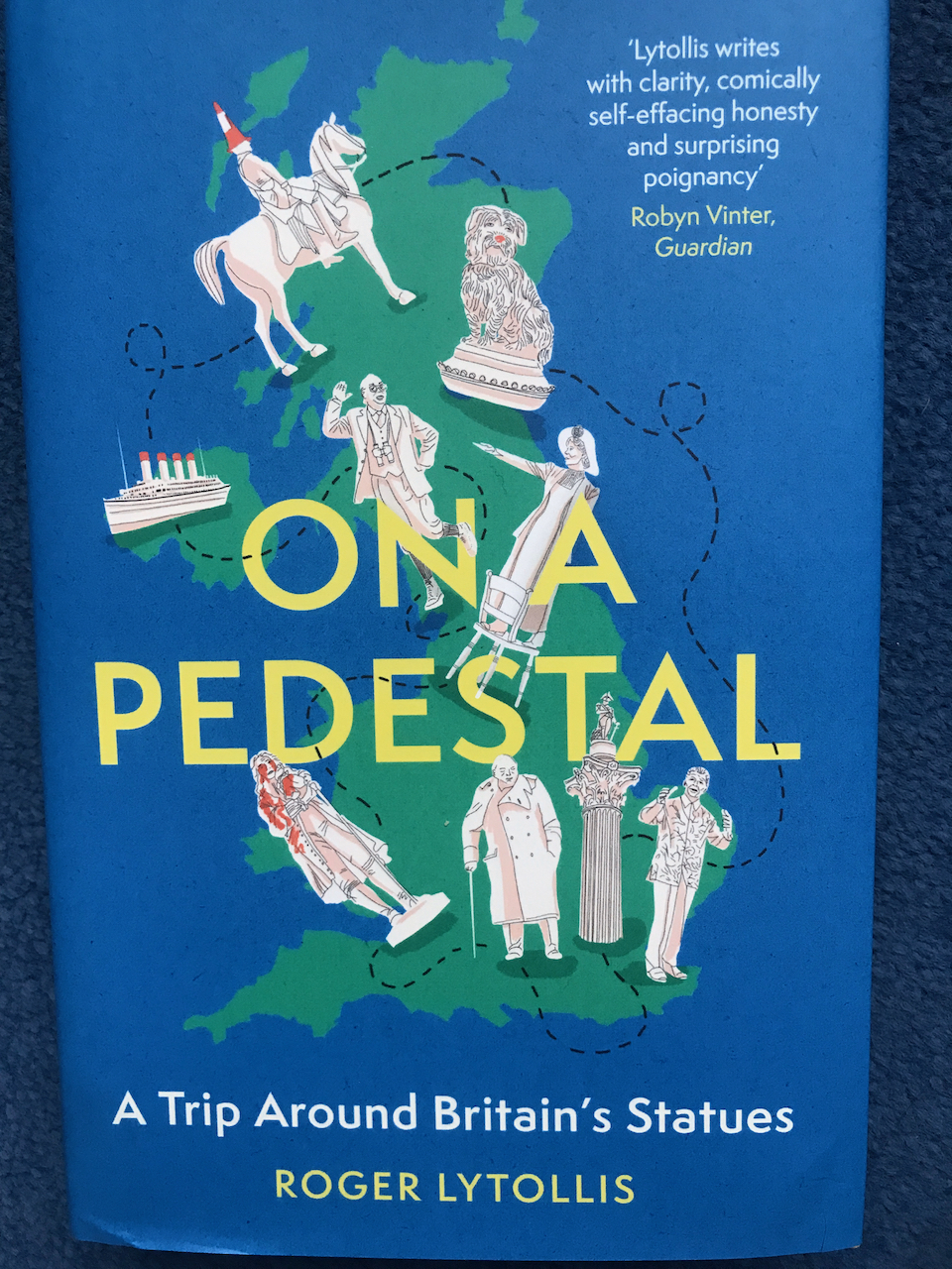 Cover of Of a Pedestal, which includes the OurEmmeline statue on a map of the UK