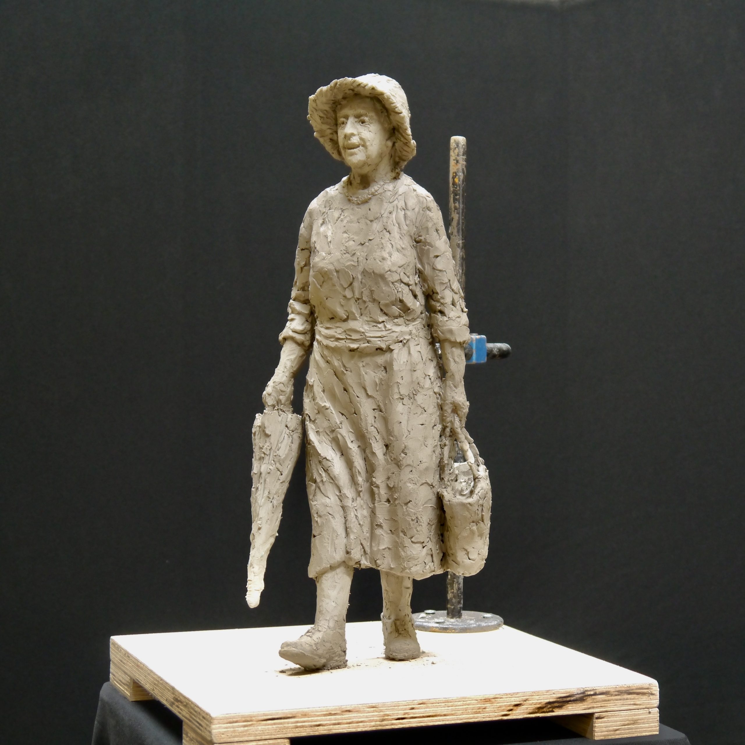 The rough clay maquette of Hazel Reeves' design for the Agatha Christie statue commission