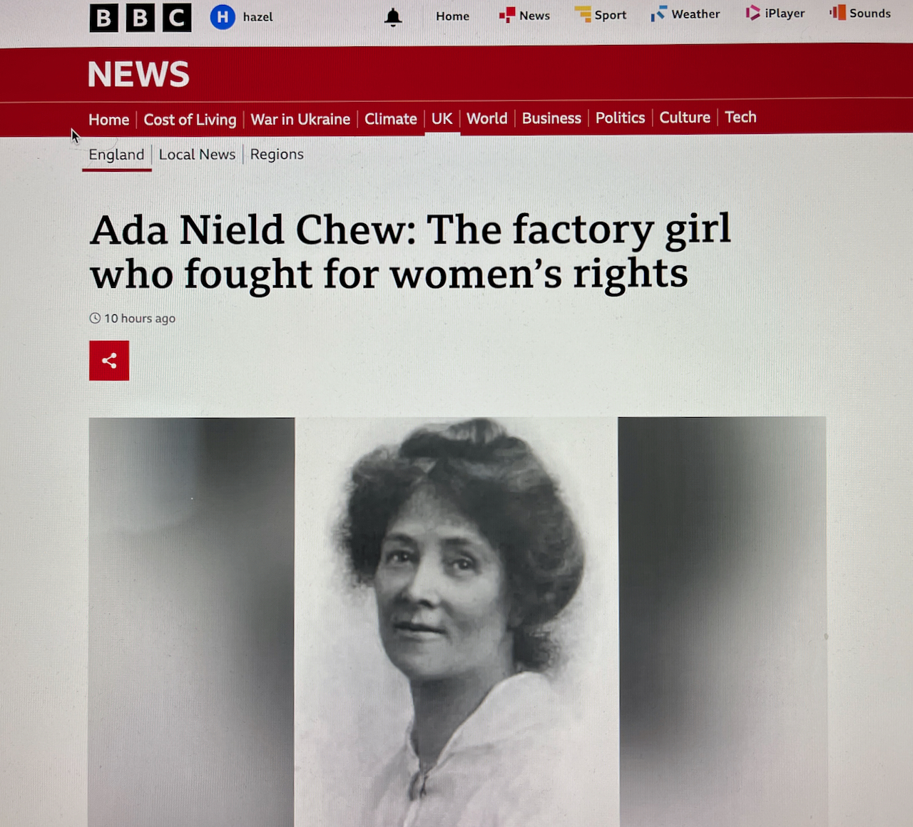 Photo of the BBC news coverage of the Statue for Ada campaign